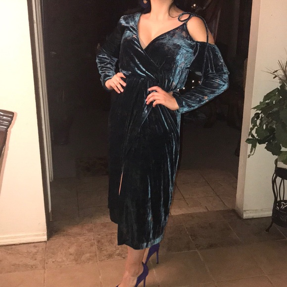 Zara emerald floral velvet dress - Picture 2 of 8